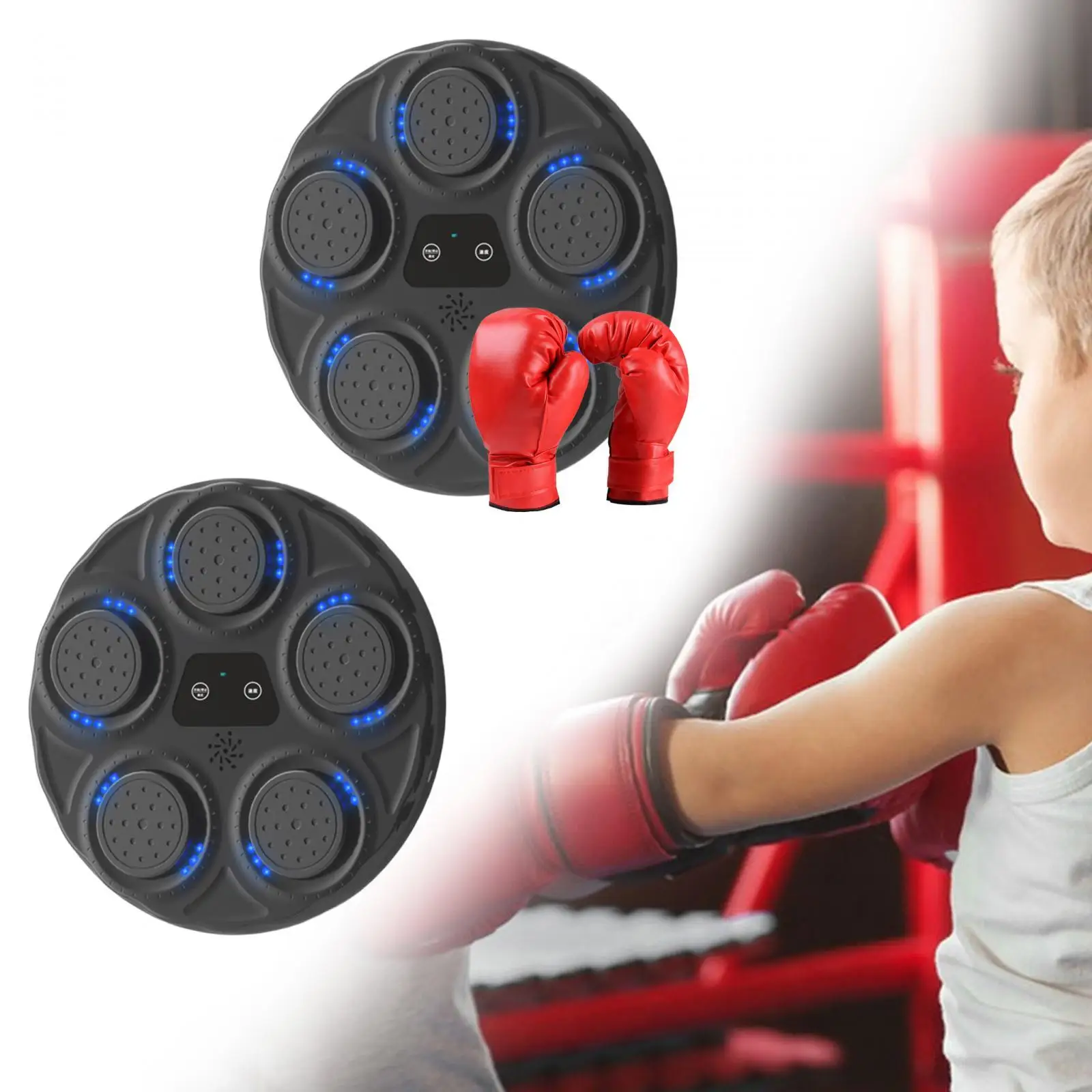 Electronic Boxing Machine Music Boxing Target Wall Mounted Lighted Boxing Trainer Punching Pad for Martial Arts Reaction Home