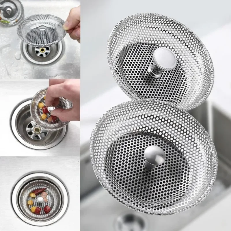 Waste Plug Kitchen Sink Strainer Replacement Basin Drain Filter Stainless Steel Shower Hair Catcher for Bathroom Accessories