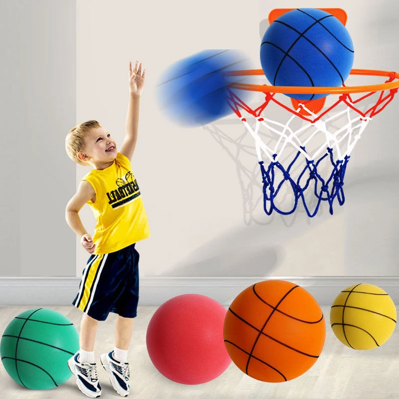 18/21cm Mute Ball Baby Basketball High Density Soft Elastic Ball Children Indoor Sports Noise Reduction Ball Development Games