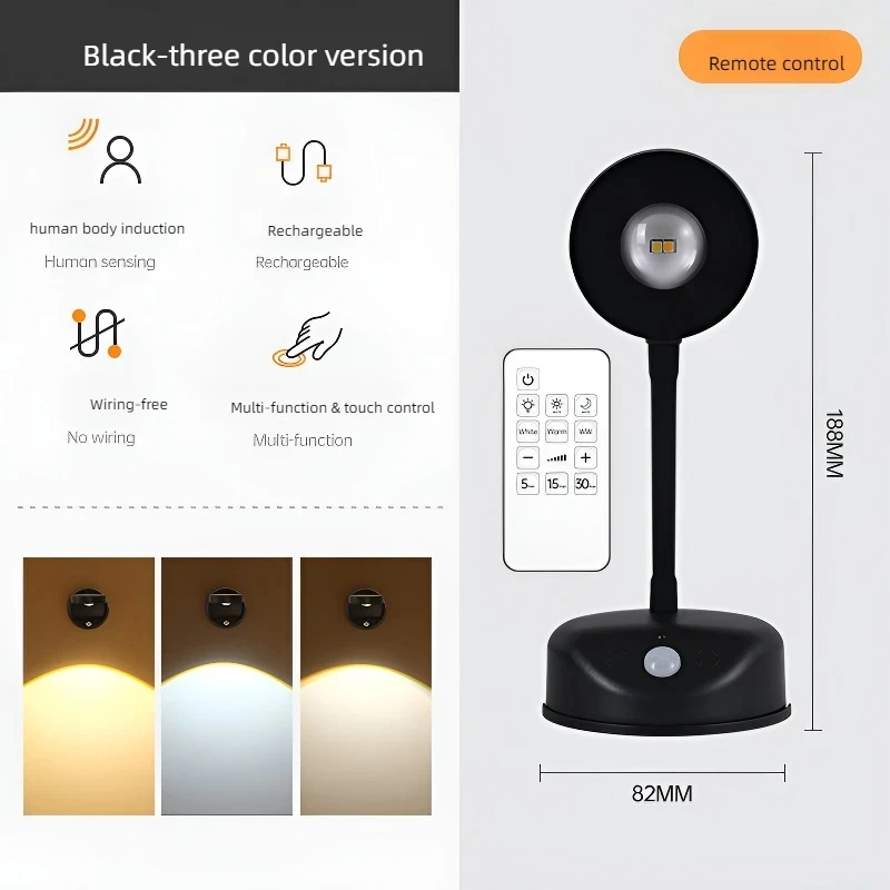 

Wiring-free indoor wall lamp spotlights, intelligent led human body sensor lamp remote control painting lamp color adjustment