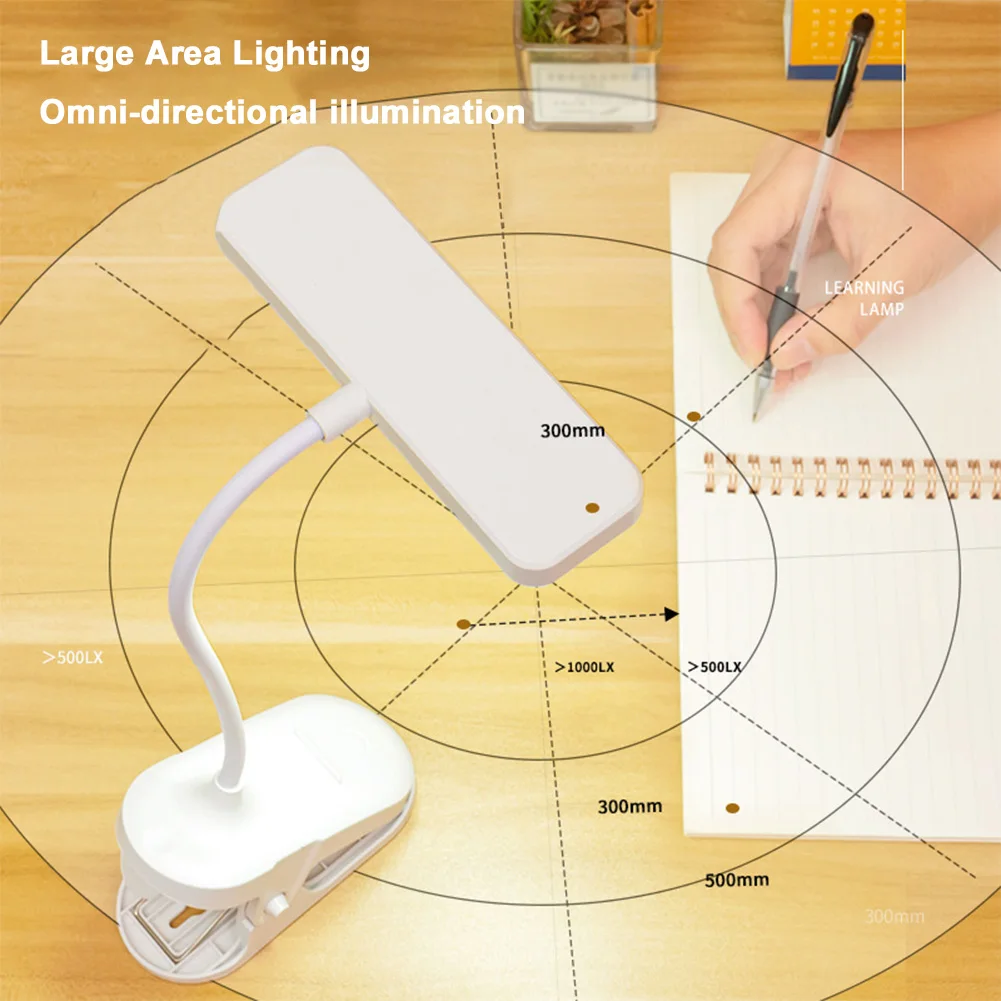 LED Reading Light Bendable Touch Lamp USB Charging Clip On Reading Lamp 3 Gear Small Night Lights Adjustable Angle for Students