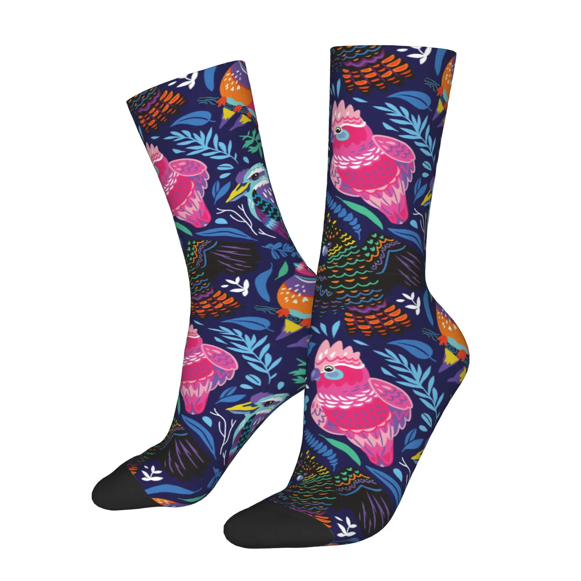 1pc Exotic Australian Birds Pattern Printed Men's Socks  Novelty Hip Hop Harajuku Pattern Crew Sock Casual Gift