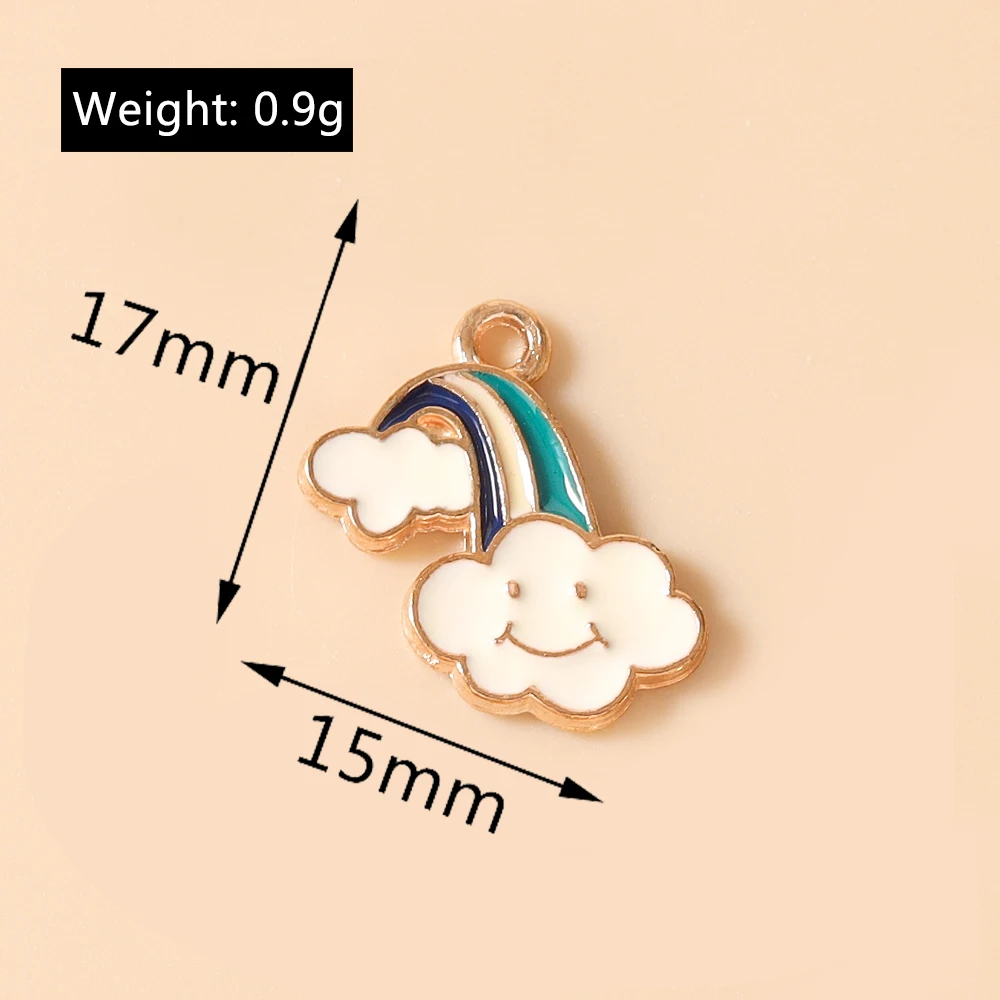 Leslie 10 Stück Mix Niedliche Emaille-Stern-Wolken-Regenbogen-Anhänger für DIY Armband Halskette Ohrringe Schmuckherstellung Handgemachtes Kunsthandwerk – Detail 26