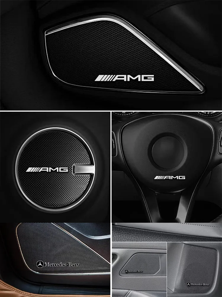 Áudio do carro Etiqueta Decorativa, Emblema de Alumínio 3D, Emblema, Acessórios Decalque, Mercedes