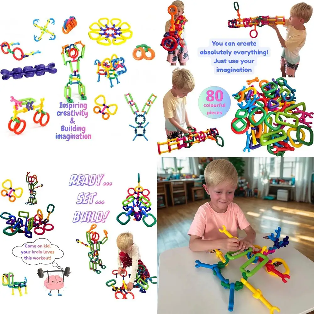 STEM Learning Construction Kit for Kids 80-Piece - Durable, Colorful Building Blocks for Ages 2-7