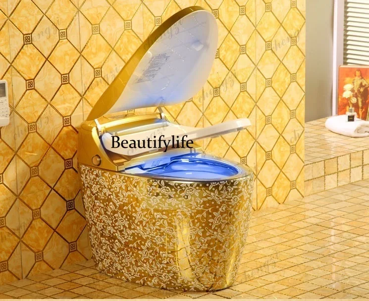AB01  Luxury Golden Electric Bidet Toilet Bowl Multifunctional Smart Bathroom Automatic WC Remote Control S-Trap Modern Luxury G