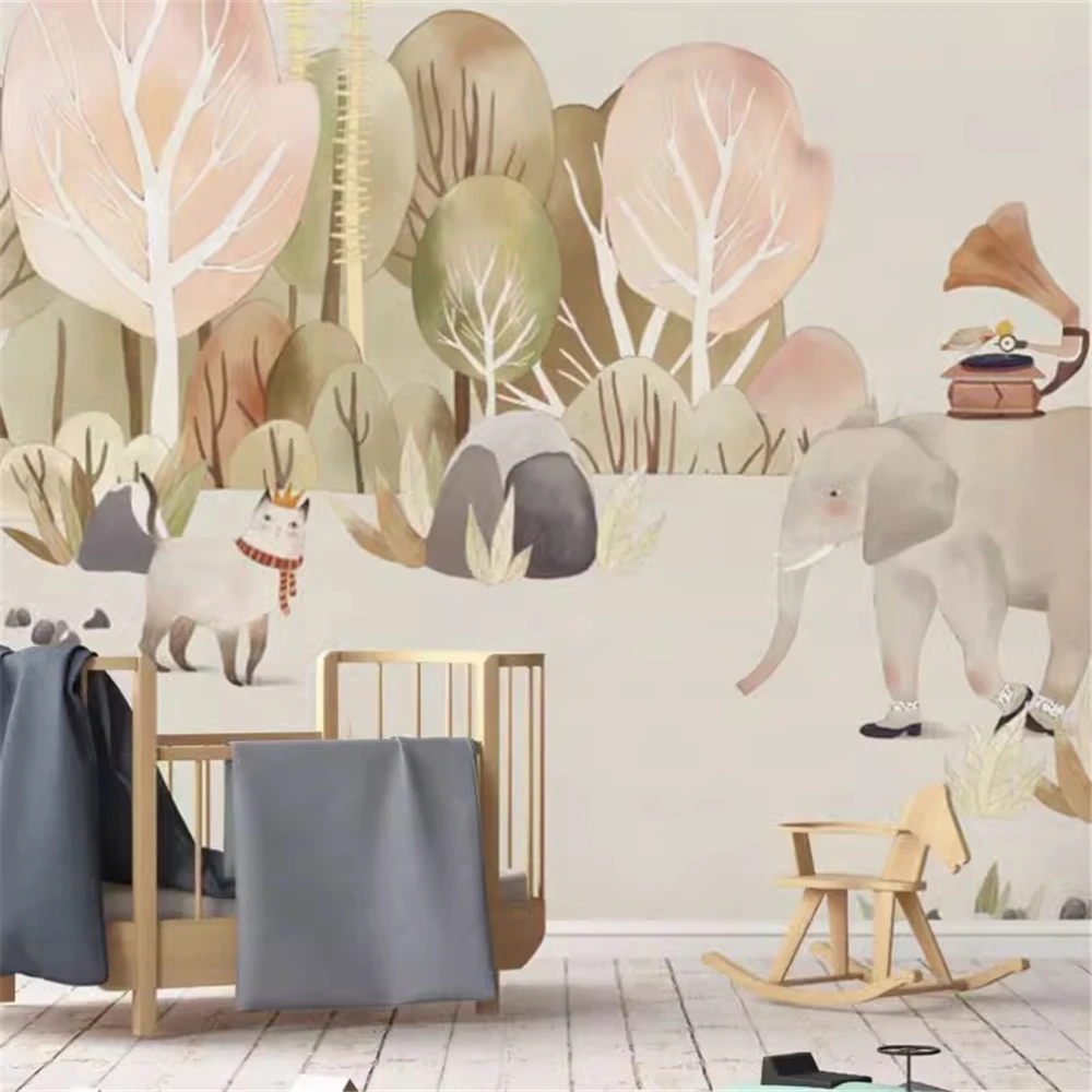 

Пользовательские современные минималистичные обои с изображением животных из мультфильмов для детской комнаты, фон 3D настенные обои, украшение для дома, комнаты для мальчиков
