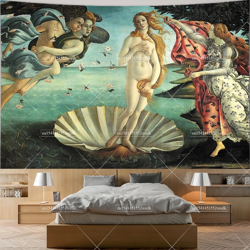 The Birth of Venus Wall Hanging Tapestry Sandro Botticelli Painting Printed Tapestry Aesthetic Tapestries Carpet Home Decoration