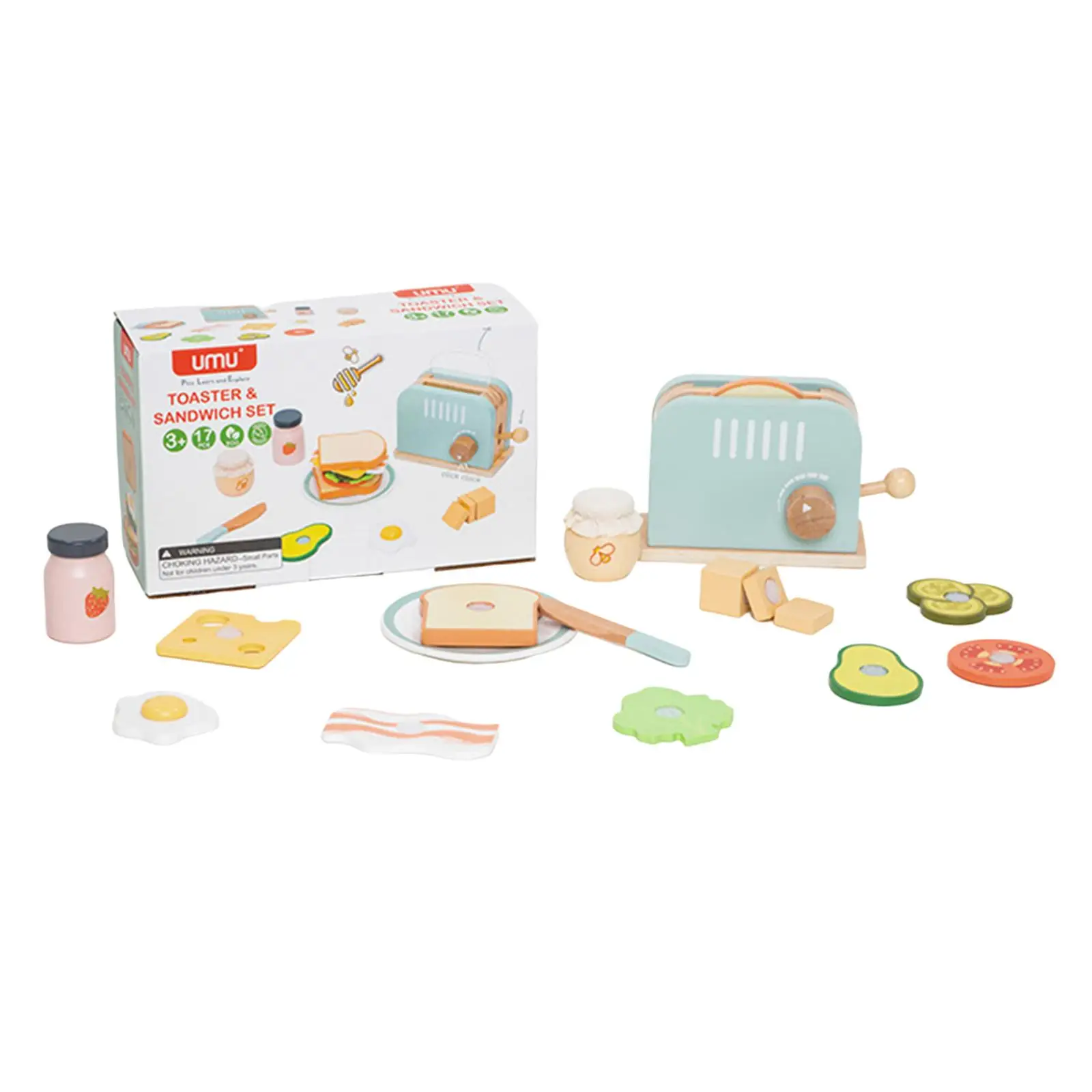 Wooden Kitchen Toys,Pretend Play,Food Set,Education,Bread Maker Play Kitchen Accessories for Preschool Girls Boys Gifts