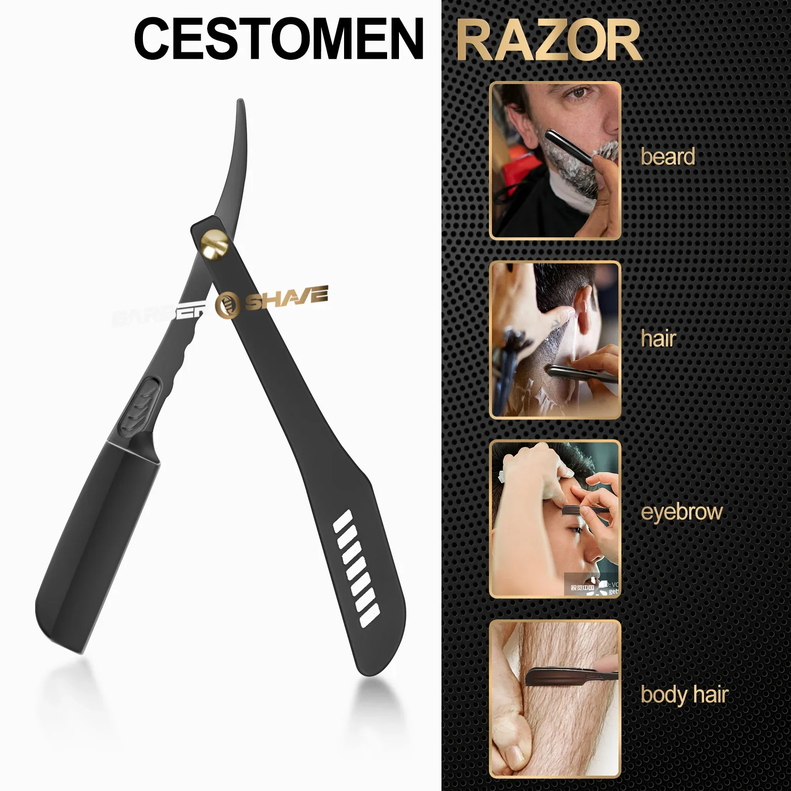 ماكينة حلاقة يدوية احترافية من الفولاذ المقاوم للصدأ ، أدوات تصفيف الشعر لصالون الرجال ، قص الشعر ، الحافة المستقيمة ، حامل السكين