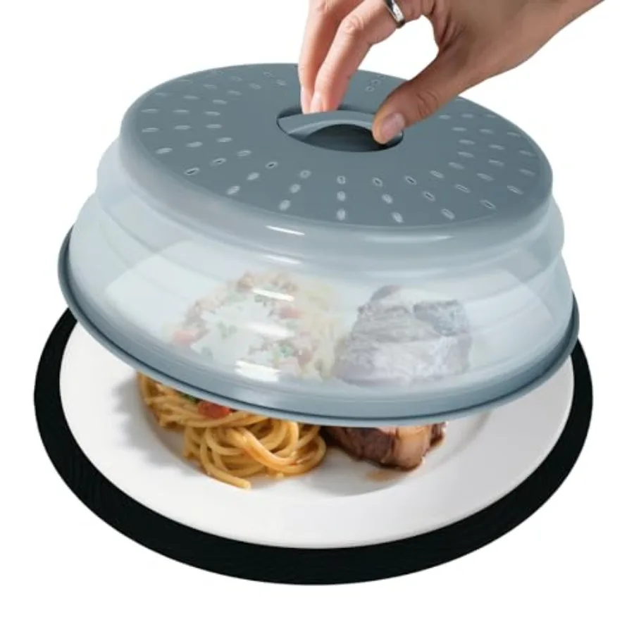 

12, большая крышка от брызг для микроволновой печи со складным силиконовым ковриком и приподнятой ручкой для легкого удаления, термостойкие брызги без BPA