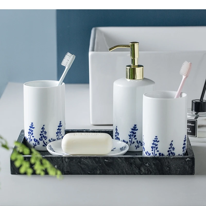 Ceramic Hand Sanitizer Lotion Bottle Mouthwash Cup Shampoo Home Bathroom Accessories Toothbrush Cups Soap Dishes
