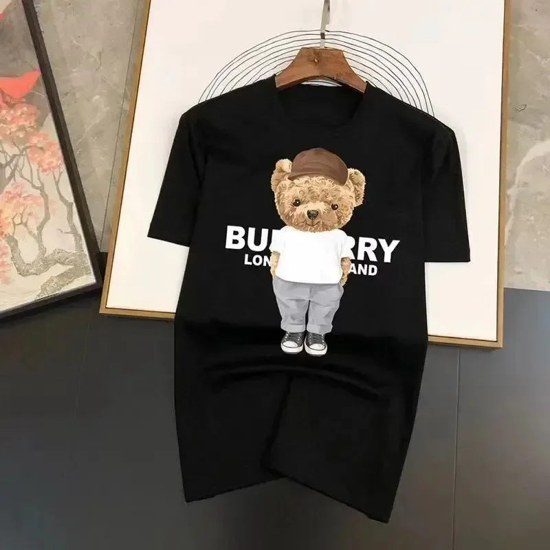 Funny Bear Print T-Shirt Cotton Men Women Fashion Short Sleeve T Shirts Summer Quality Tops Tee Designer Brand Kids Clothing