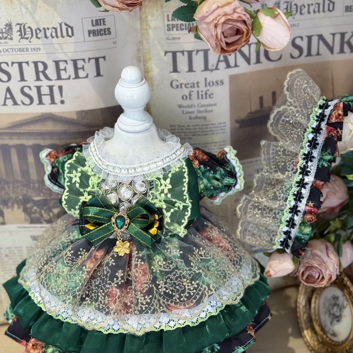 เสื้อผ้าตุ๊กตาผ้าฝ้าย 20 ซม. 40 ซม. 10 ซม. 15 ซม. ชุดสีมรกต สำหรับตุ๊กตา reborn ขนาด 50-55 ซม. จัดส่งฟรี