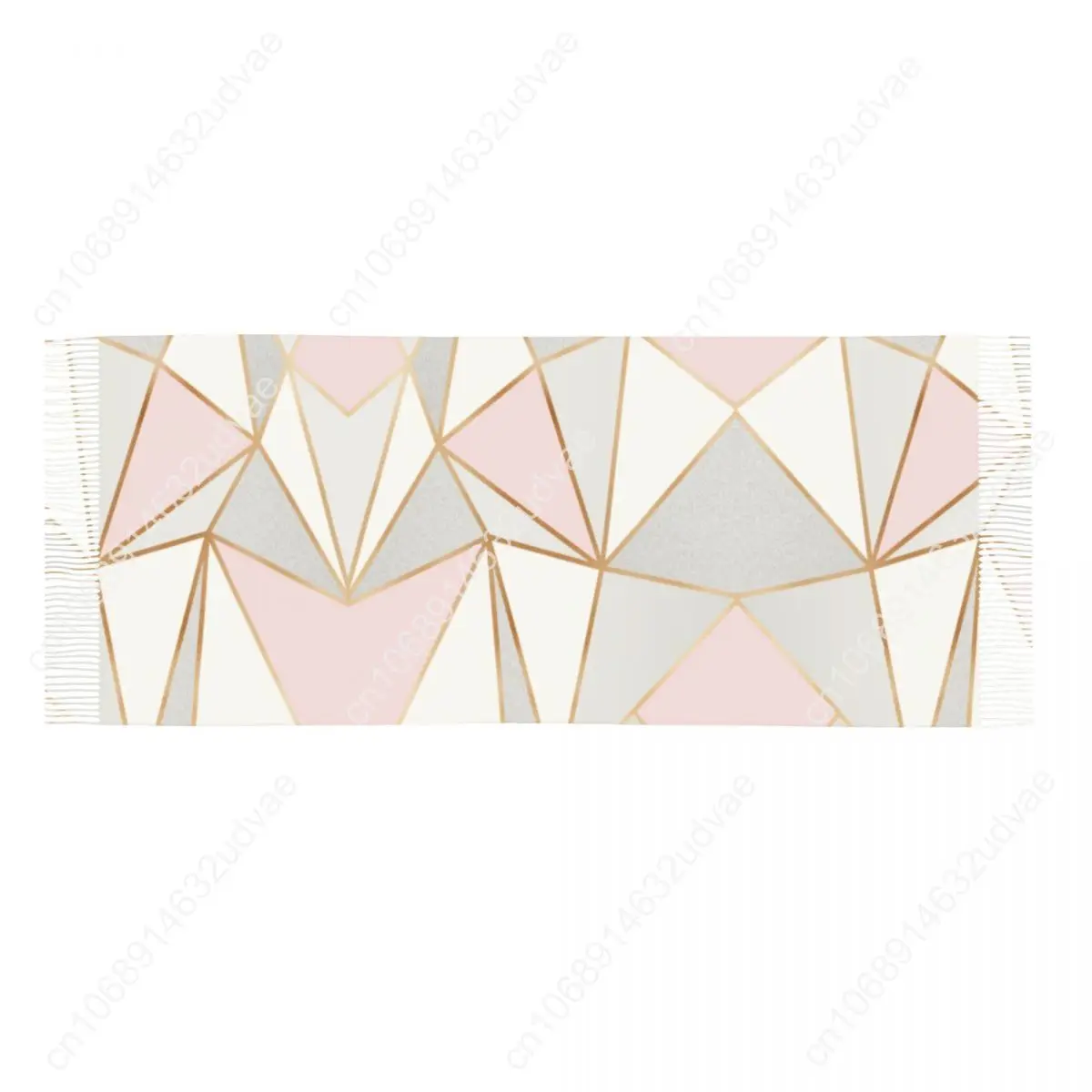 Pink Grey Gold Geometric Abstract Pattern Tassel Scarf Women Soft Geometry Shawls Wraps Ladies Winter Fall Scarves