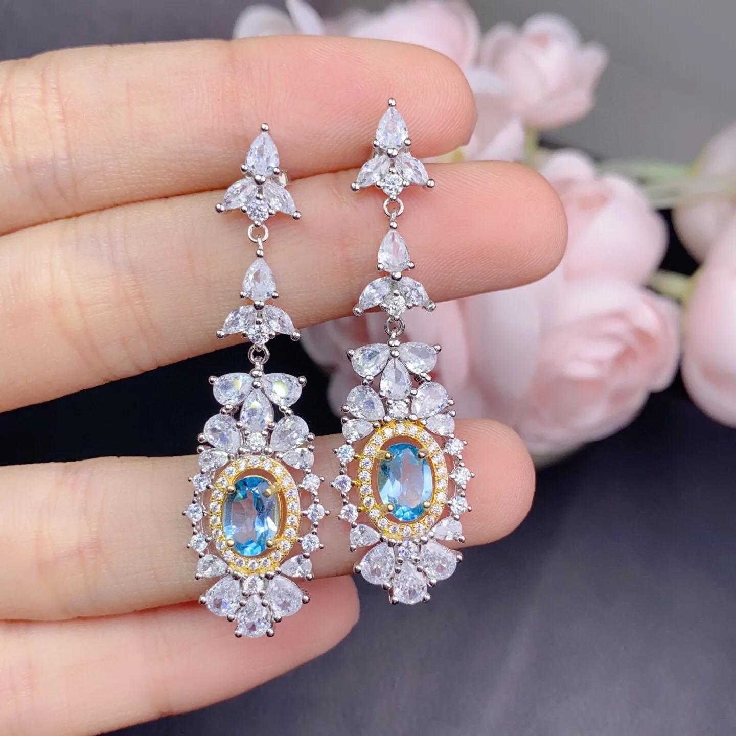 

Серьги из серебра 925 пробы с натуральным топазом, 5x7 мм, очистка глаз, отличная висячая капля огня, ювелирные изделия из сверкающих драгоценных камней, подарок с сертификатом