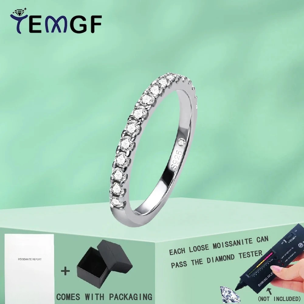

TEMGF All Real 2mm Moissanite Ring S925 Sterling Silver for Women Sparkly Fine Jewelry GRA Certification Commute Fashion Item