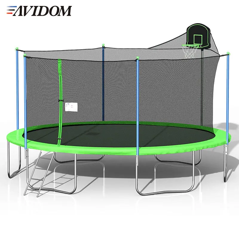 Outdoor luxury with basketball hoop elastic trampoline outdoor family fitness entertainment trampoline with protective net