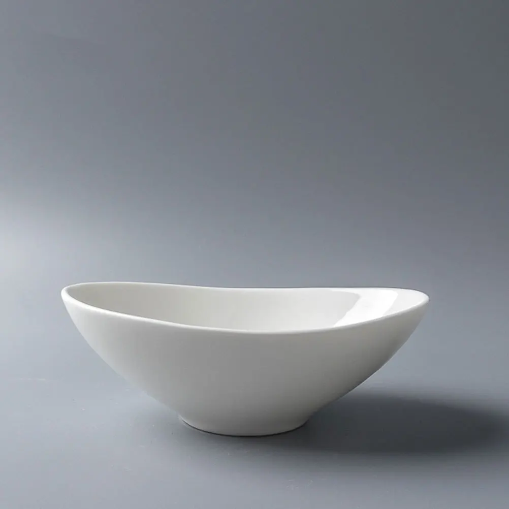 

Pure White Ingot Shape Ceramic Bowl Multipurpose Tableware for Salad Fruit Vegetable Food Serving Kitchen Accessory