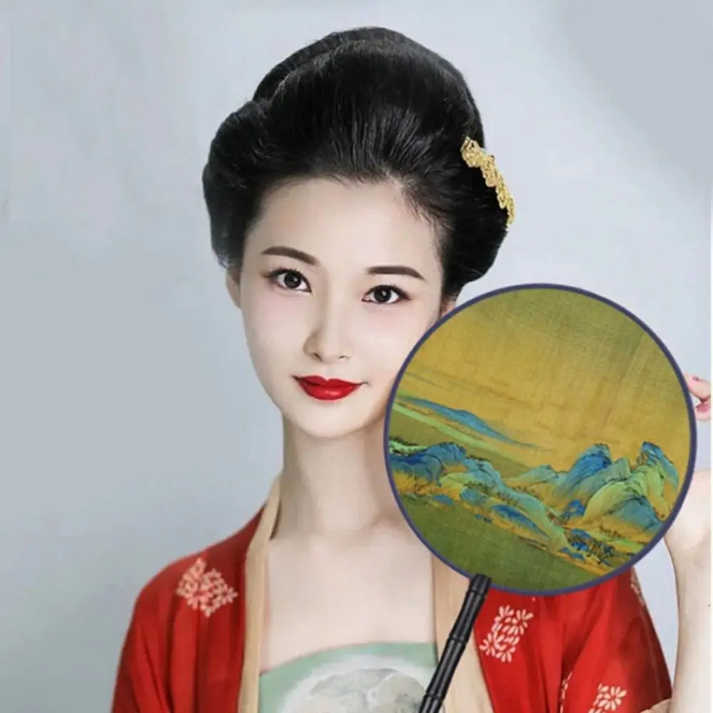 

Round Chinese Hand Fan Diameter 21cm Cheongsam Tang Suit Vintage Printing Silk Fan Multistyles Ancient Tassel Dance Hand Fan