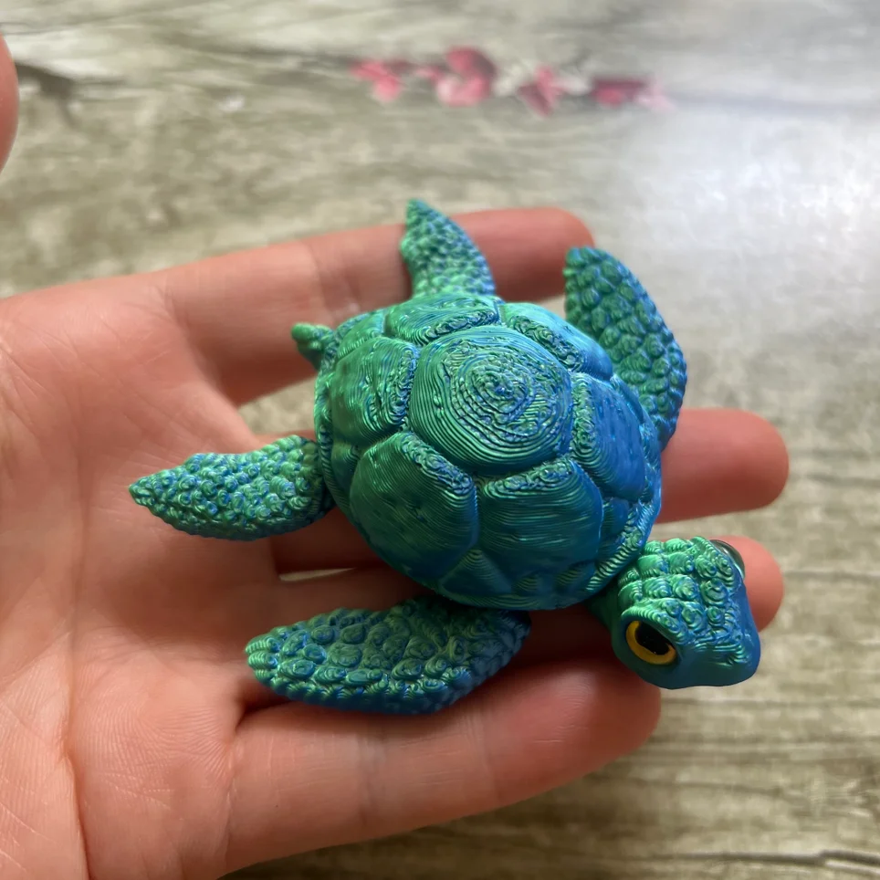 Cute Candy 3D Print Miniature Green Turtle Model Creative Tiny Desktop Ornaments Movable Limbs Desk Crafts