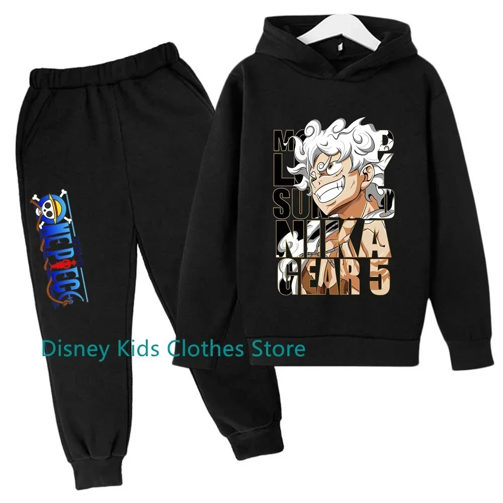 

One Piece Hoodie Sets Boys Luffy Clothing Spring Autumn Cartoon Anime Sweatshirt Suit Hoodies + Long Pants 2pcs Kids Outfits