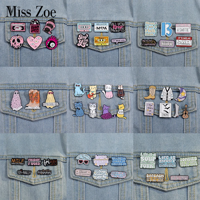 3-6 sztuk/zestaw seria muzyczna emaliowane przypinki teksty znanych wokalistek broszki do klapy odznaki biżuteria prezent dla przyjaciół fanów