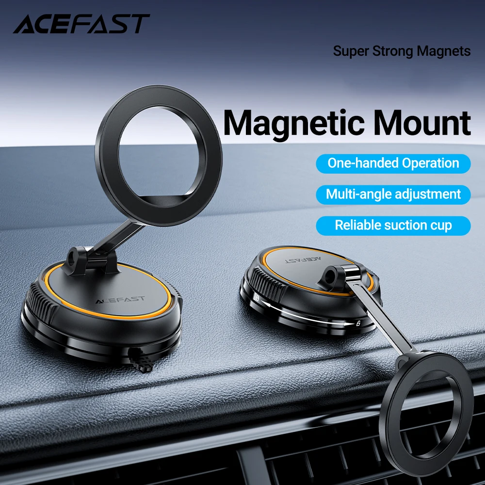 

Магнитный автомобильный держатель ACEFAST, прочное крепление на присоске для iPhone 16/15 Pro Max, вращение на 360°, универсальная подставка для сотового телефона без рук