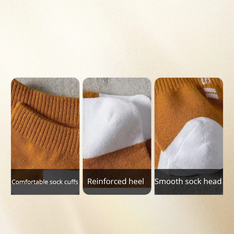 5 Pairs New High Quality Thin Men Sports Short Socks Sweat-absorbing Letter Boat Socks Ins Fashion Breathable Ankle Short Socks