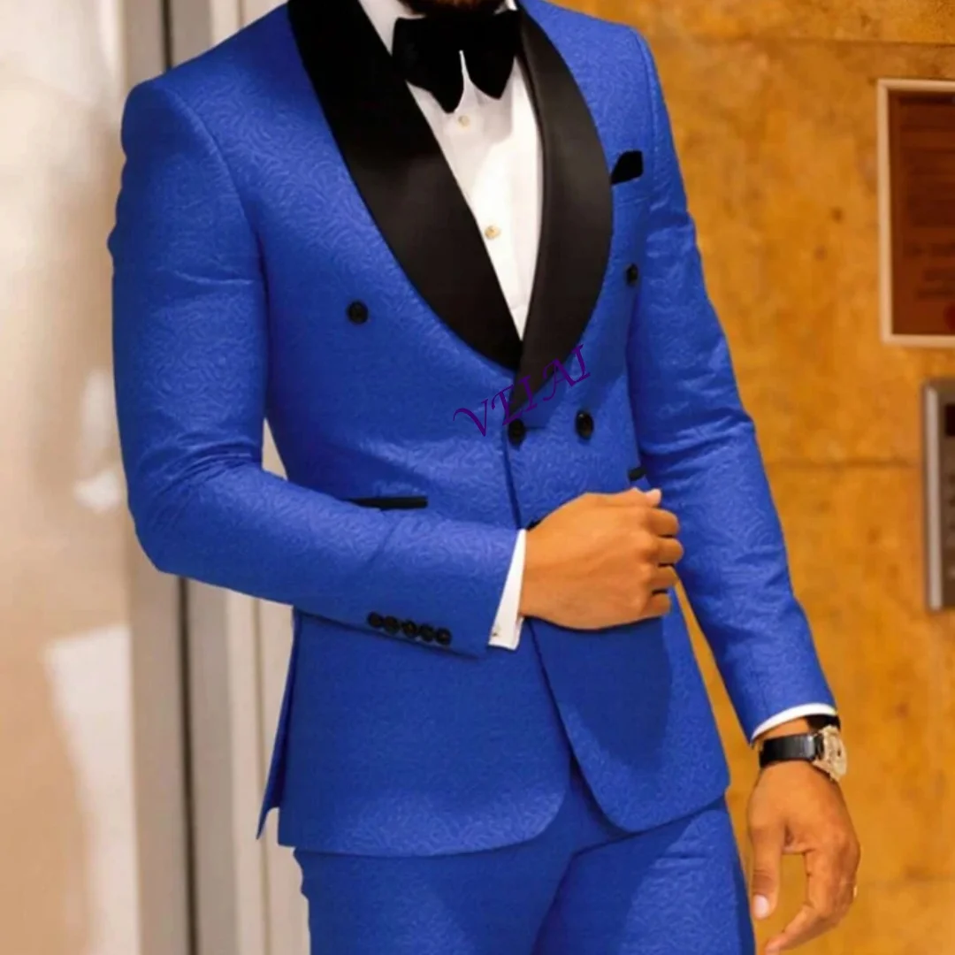 

CustomizedMen's two-piece slim-fitting floral tuxedo suit, paisley lapel single-button single-breasted suit jacket and pants set