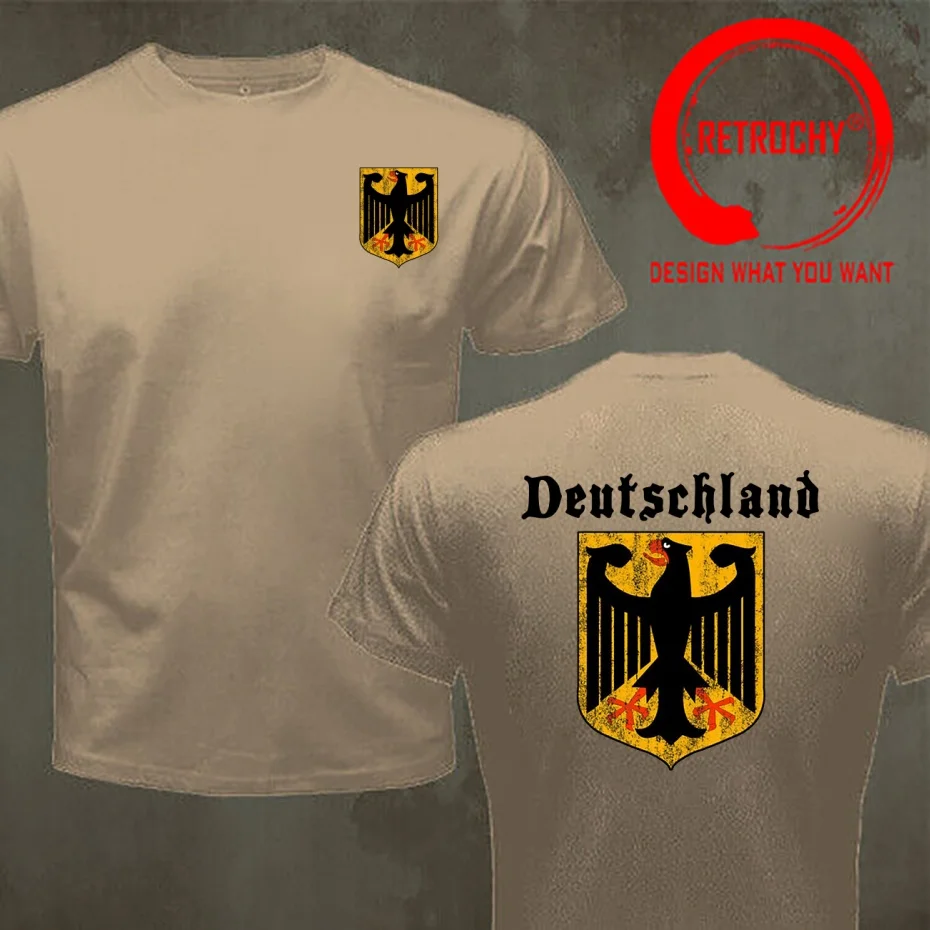 Deutschland Flag Crest Germany Eagle Coat of Arms T Shirt Men Fashion Trendy Casual Clothing Stylish Tops Tee Shirt Leisure