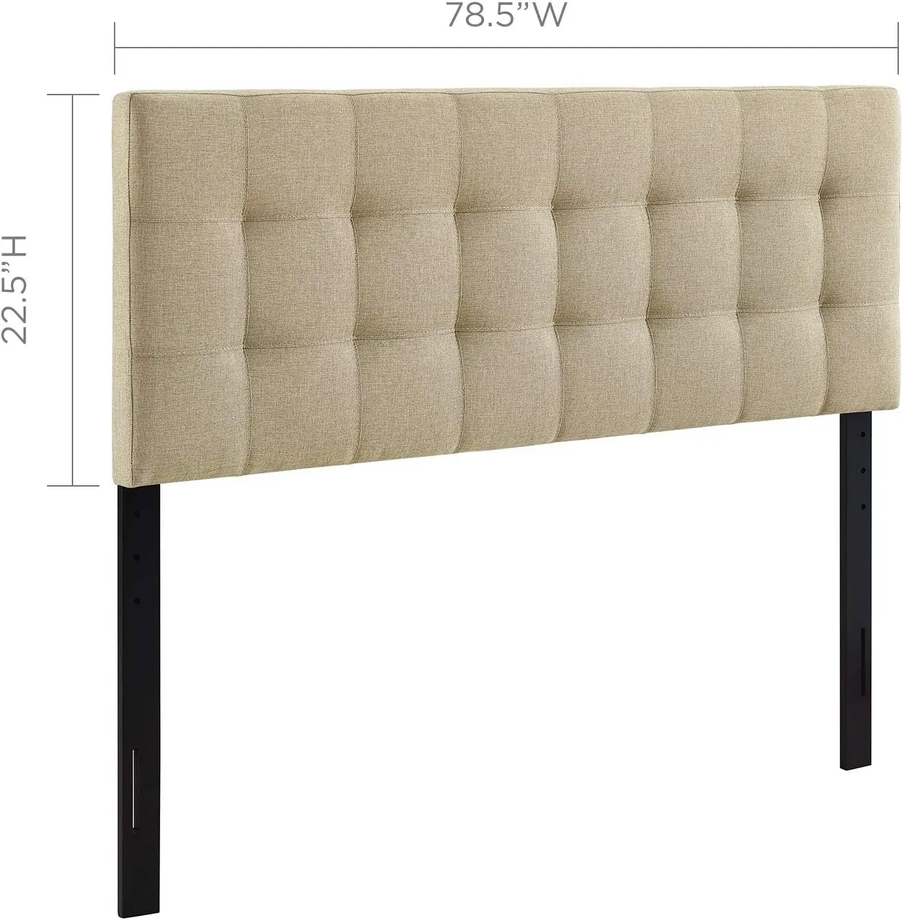 Linen Fabric Upholstered King Headboard in Beige  W/ Quality Polyester Fabric Granting A Luxe Linen Texture All Over