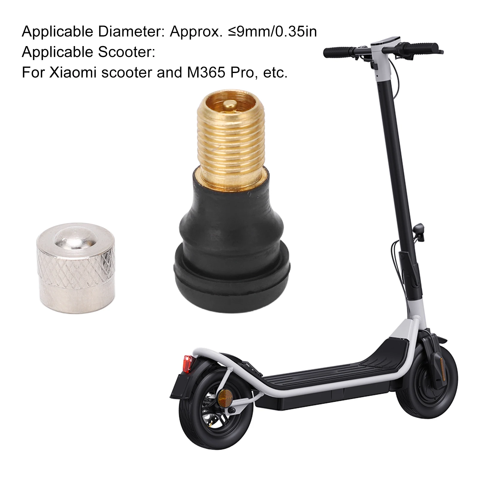 10PCS Electric Scooter Tubeless Tire Vacuum Valve 2cm Long for Xiaomi M365 Pro Less 9mm Diameter Electric Scooter Vacuum Valve