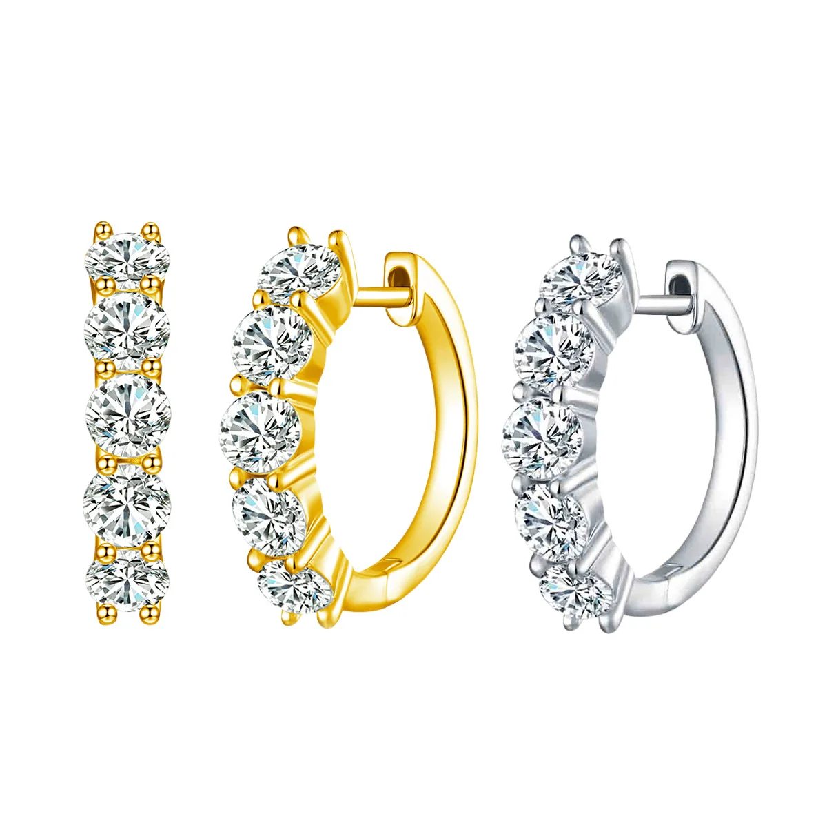 

Light Luxury 2MM VVS Moissanite Jewelry GRA Certified 925 Silver Gold Plated Tarnish Free Waterproof Fashion Hoop Earrings Women