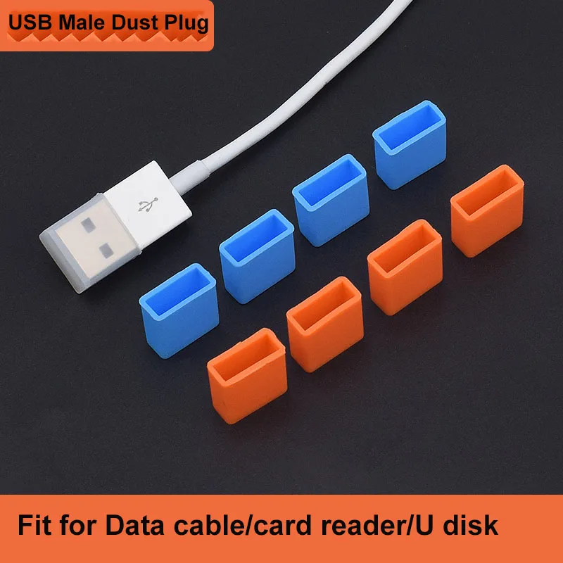 Colorful USB Male Dust Plug Silicone Stopper Cap for Charging Extension Transfer Data Line Cable USB Protector Anti-Dust Cover