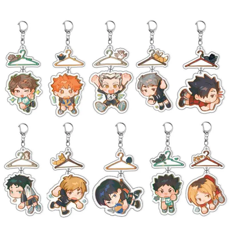 New Anime Figure Shoyo Hinata Tobio Kageyama Daichi Sawamura Key Ring Double-deck Acrylic Key Chain Model Plate Student Gifts