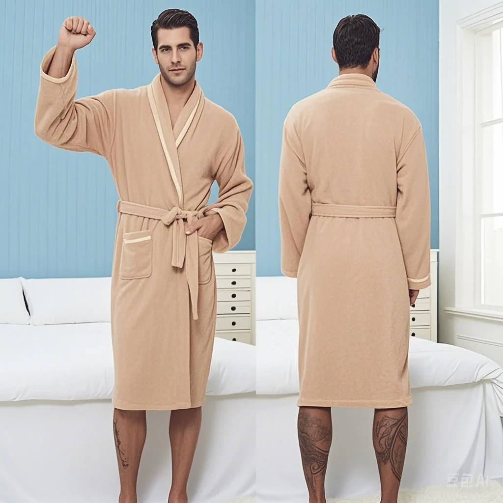 

Casual Plaid Men Long Nightgown Kimono Bathrobe Gown Cotton V-neck Intimate Lingerie Long Sleeve Spa Robes Sleepwear For Male