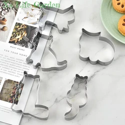 Stainless Steel Cat Cookie Mousse Ring Mold 5-piece DIY Printed Baking Set Cookies Cutter  Baking Accessories Baking Tool