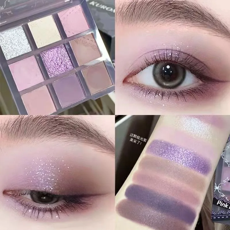 Pinkbear 9 Colour Matte Glitter Eyeshadow Palette With Soft & Pure Contour Shades Waterproof Long Lasting Korean Eye Makeup