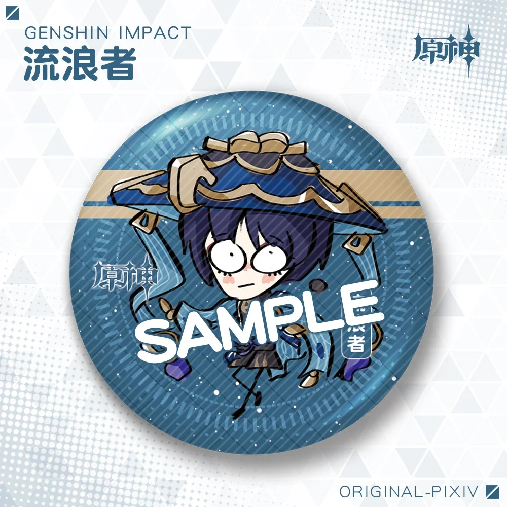 애니메이션 원신 임팩트 코스프레 만화 배낭 장식 레이저 틴플레이트 브로치 반짝이 배지, 친구 생일 크리스마스 선물 보내기