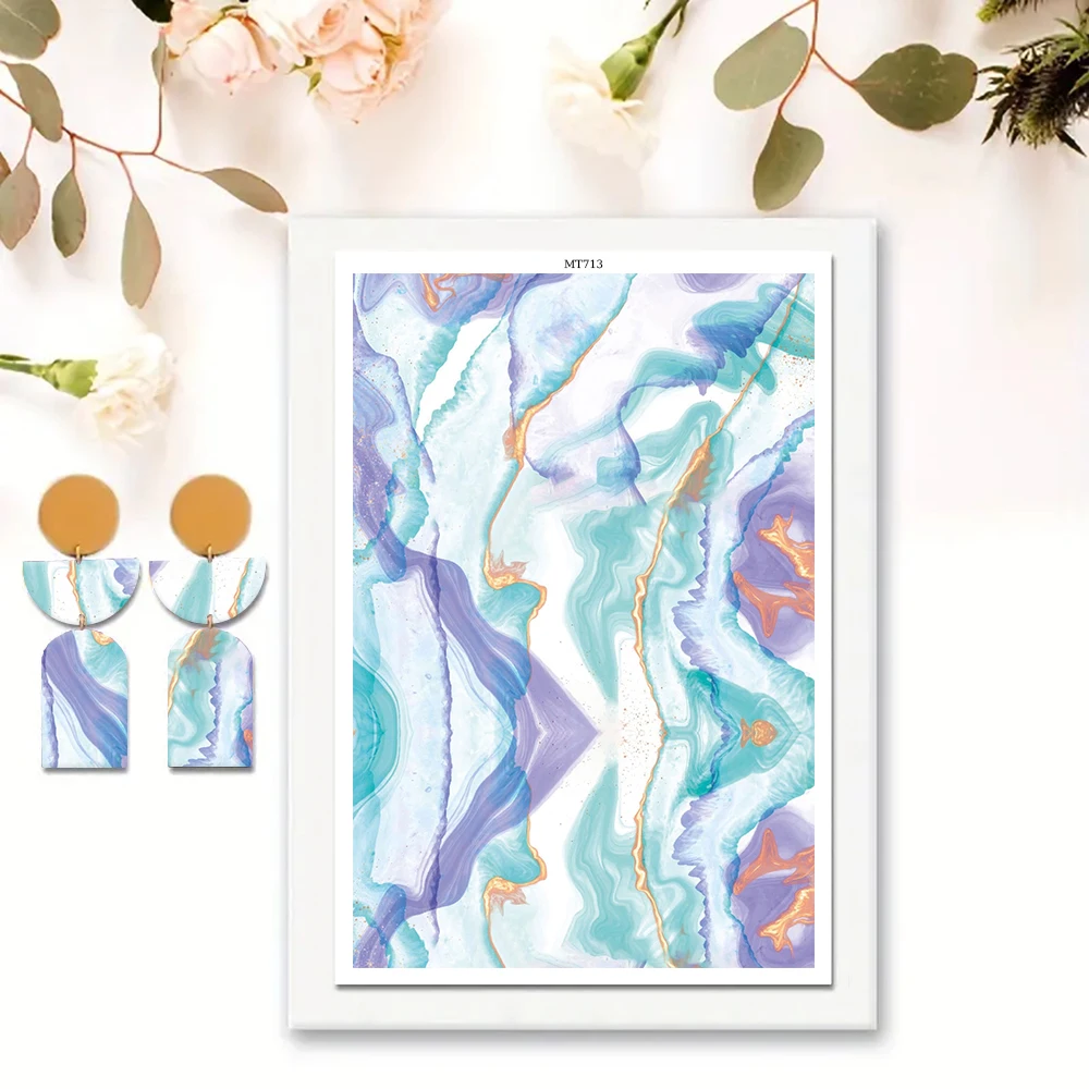 Summer Sea Abstract Pattern Soft Ceramic Earrings Water Soluble Disposable Stickers For DIY Jewelry Making Decal 2025