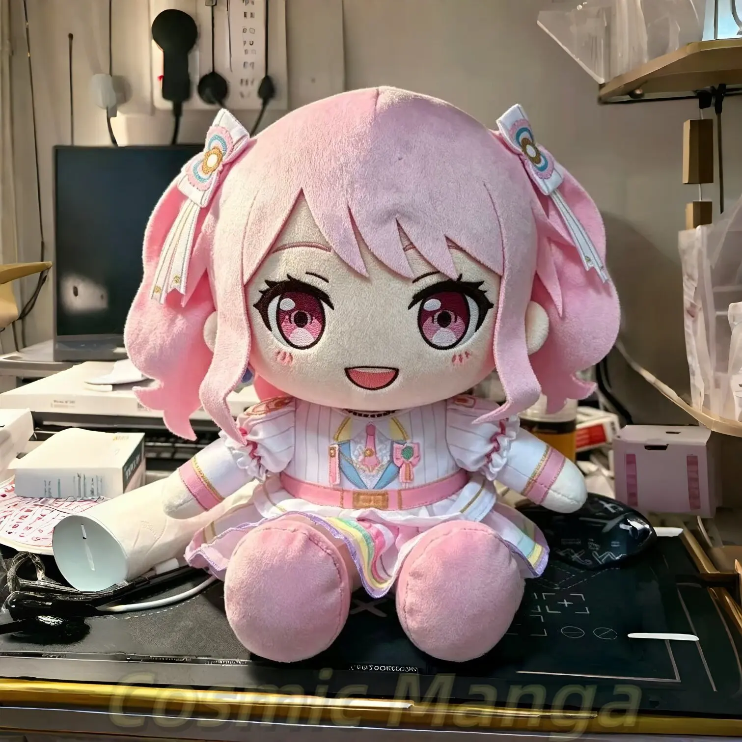 Figura de Anime BangDream Maruyama Aya Fufu de 40 cm, Peluche de Personaje de Videojuego, Mascota en Postura Sentada, Regalo de Cosplay para Halloween