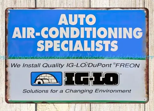 auto air-conditioning specialists Refrigerant metal tin sign man cave wall