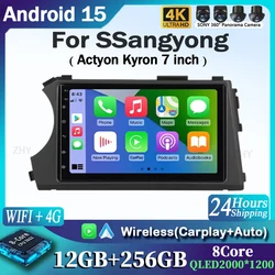 Android 15 HD 7inch Touch Screen Car Radio Multimedia For SSangyong Actyon Kyron Video Player Navigation GPS Carplay Head Unit