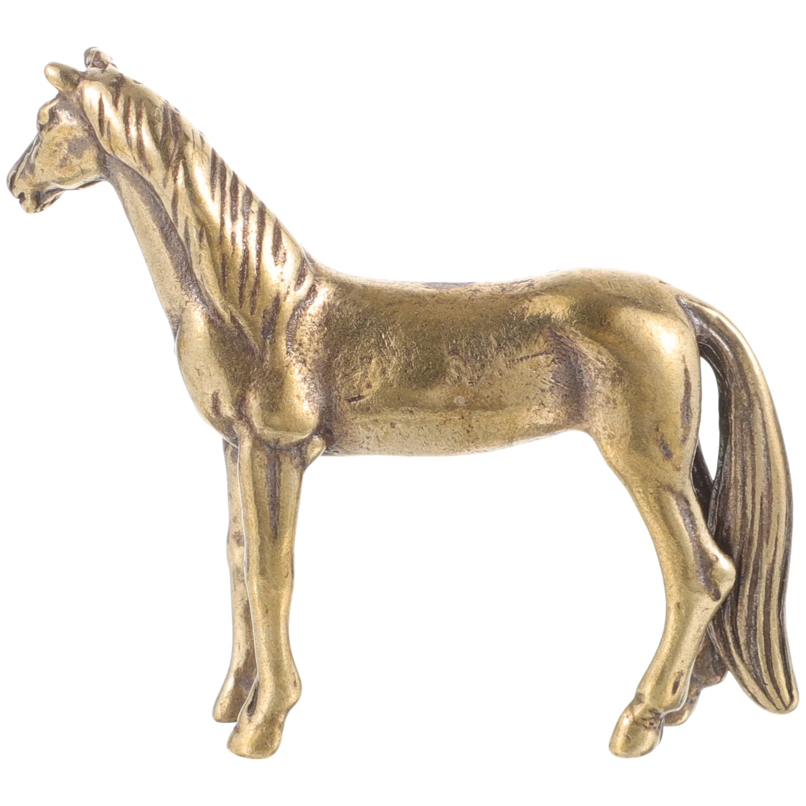 

Vintage Brass Horse Statue Desktop Mini Horse Ornament Home Office Decorative Craft Detailed Tea Pet Design