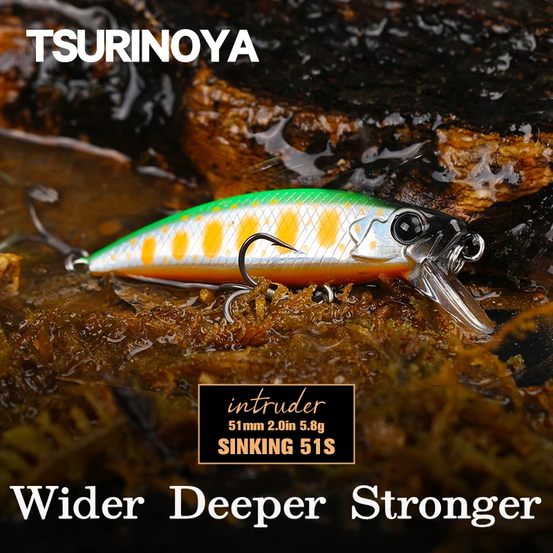 

TSURINOYA Intruder 51S 51mm 5.8g Sinking Minnow Wobblers Fishing Lure Plastic Jerkbait Artificial Hard Bait for Stream Trout