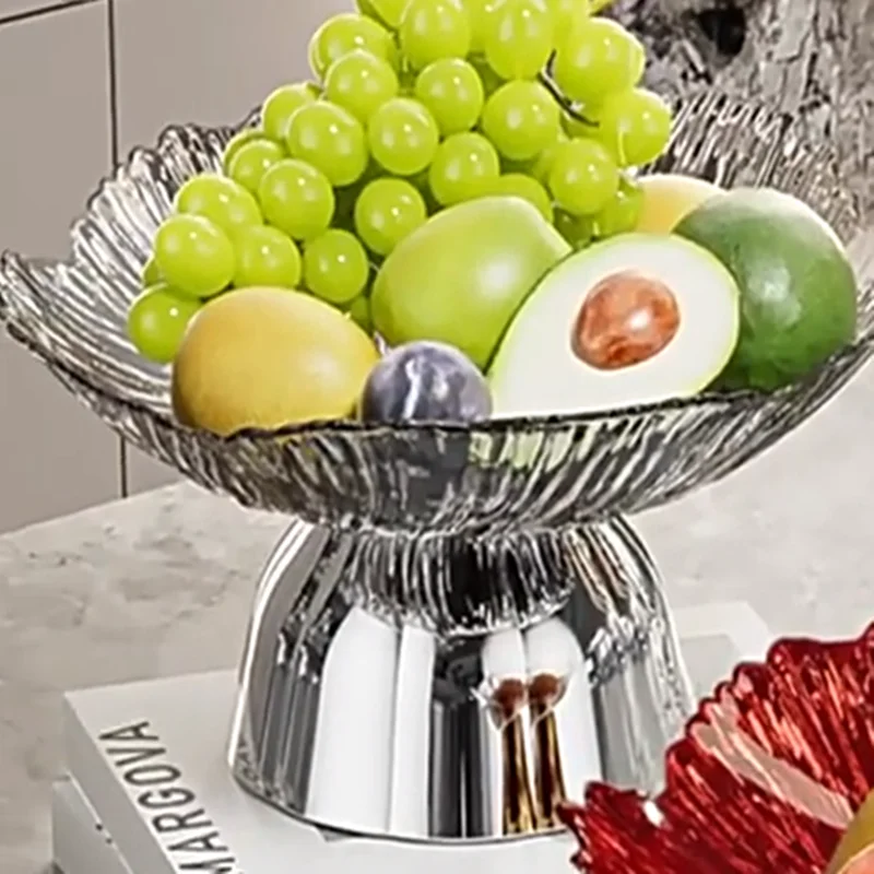 

Transparent High-foot Fruit Plate Home Living Room Coffee Table Light Luxury High-end Fruit Basin New Candy Snack Display Plate