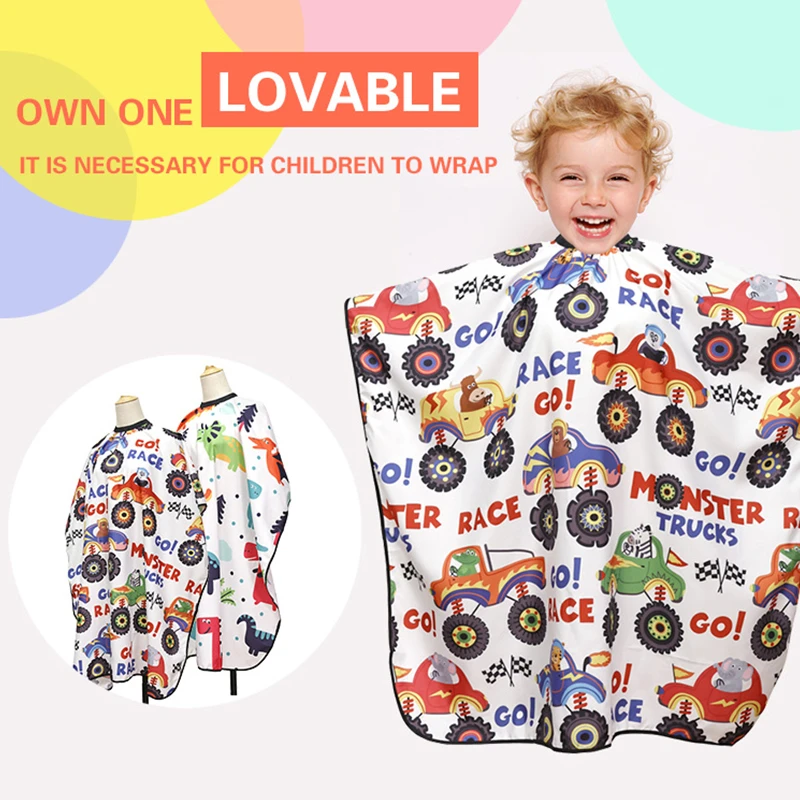 Salon Barber Children Hair Cutting Apron Adjustable Neckline Nonstick Broken Hair Cute Cartoon Protect  Cloth Styling Tools