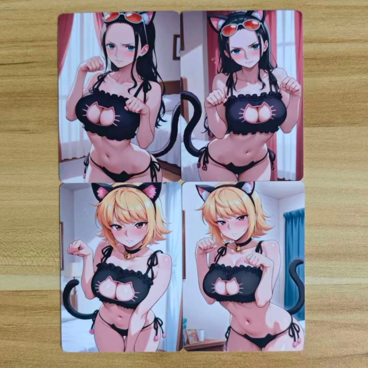 8PCS/set NSFW Cards Cat cosplay outfit Boa Hancock Nami Nico Robin Perona Double Sided Collection Card 18+ - view 3