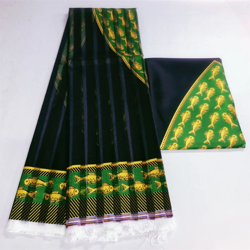 

African Fabrics Organza Silk Satin Fabric African Silk Wax Prints For Women Party Dress 3+3 Yards/Set